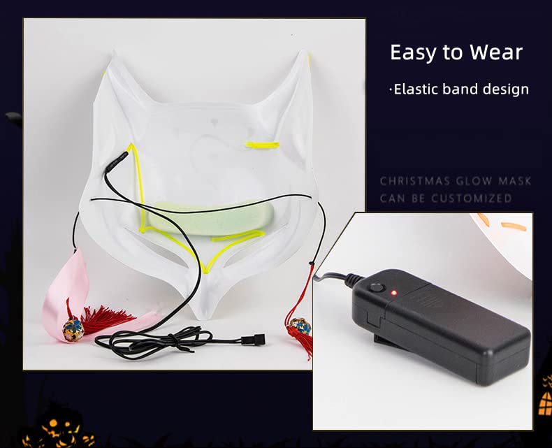 VICKYPOP Fox Cosplay Mask Halloween LED Mask Party Props (Blue)