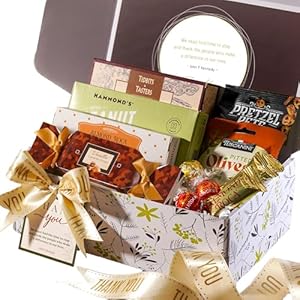 Broadway Basketeers Thank You Gift Box for Appreciation – Gourmet Delight – Curated Gourmet Food – Treats Gift Box – Individually Wrapped Gourmet Edible Care Package
