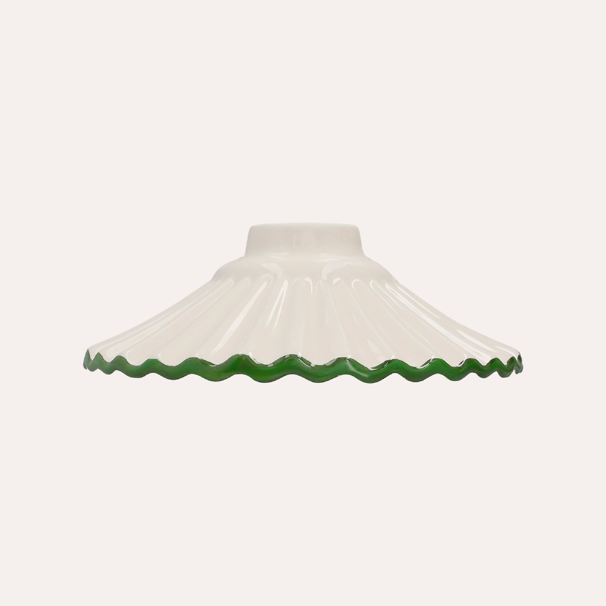 KEYHOME | Paralume in Ceramica Bianca con Bordo Verde