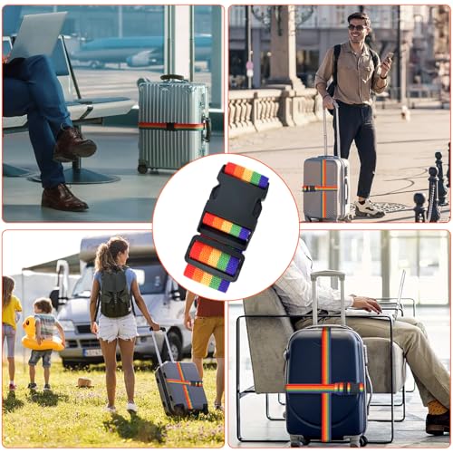 2 Stück Kofferband Gurt, Einstellbare Kofferband, Bunt Auffällig für Schnell erkennen Gepäck Reisetasche Koffer (Bunt)