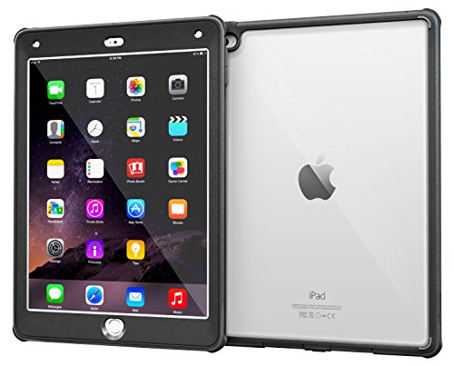 iPad Air 2 Case, Apple iPad Air 2 Clear Case, rooCASE Glacier Tough Full-body Impact Resistant Bumper Case Cover for iPad Air 2, Black (will NOT fit New iPad 2017)