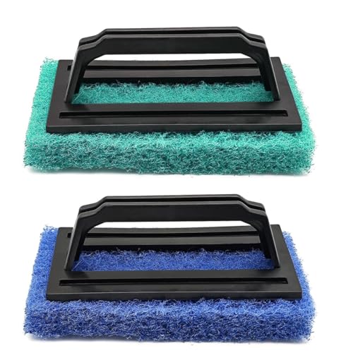 OUDQFCJ 2 Pcs Spugne per Pulizia Piscina con Manico, Accessori per Pulizia Bordo Piscina, Ideali per Vasche, Spa, Macchie Piscina e Rimozione di Muschio