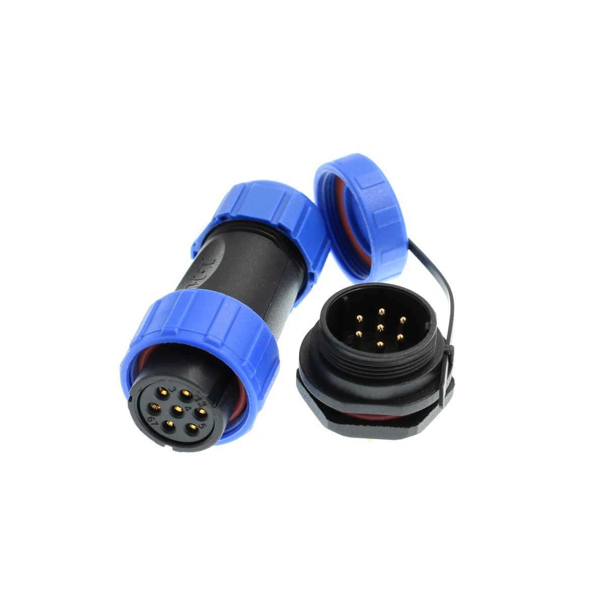 ZBLZGP SP21 7 Pin Bulkhead Heavy Connector Waterproof Outdoor Power Cable Plug Socket 15A 500V Panel Mount with Cap for AC DC Signal LED โ image 1