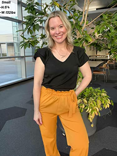 OFEEFAN Womens Summer Tops Ruffle Short Sleeve V Neck T-Shirts Casual Loose Fit2