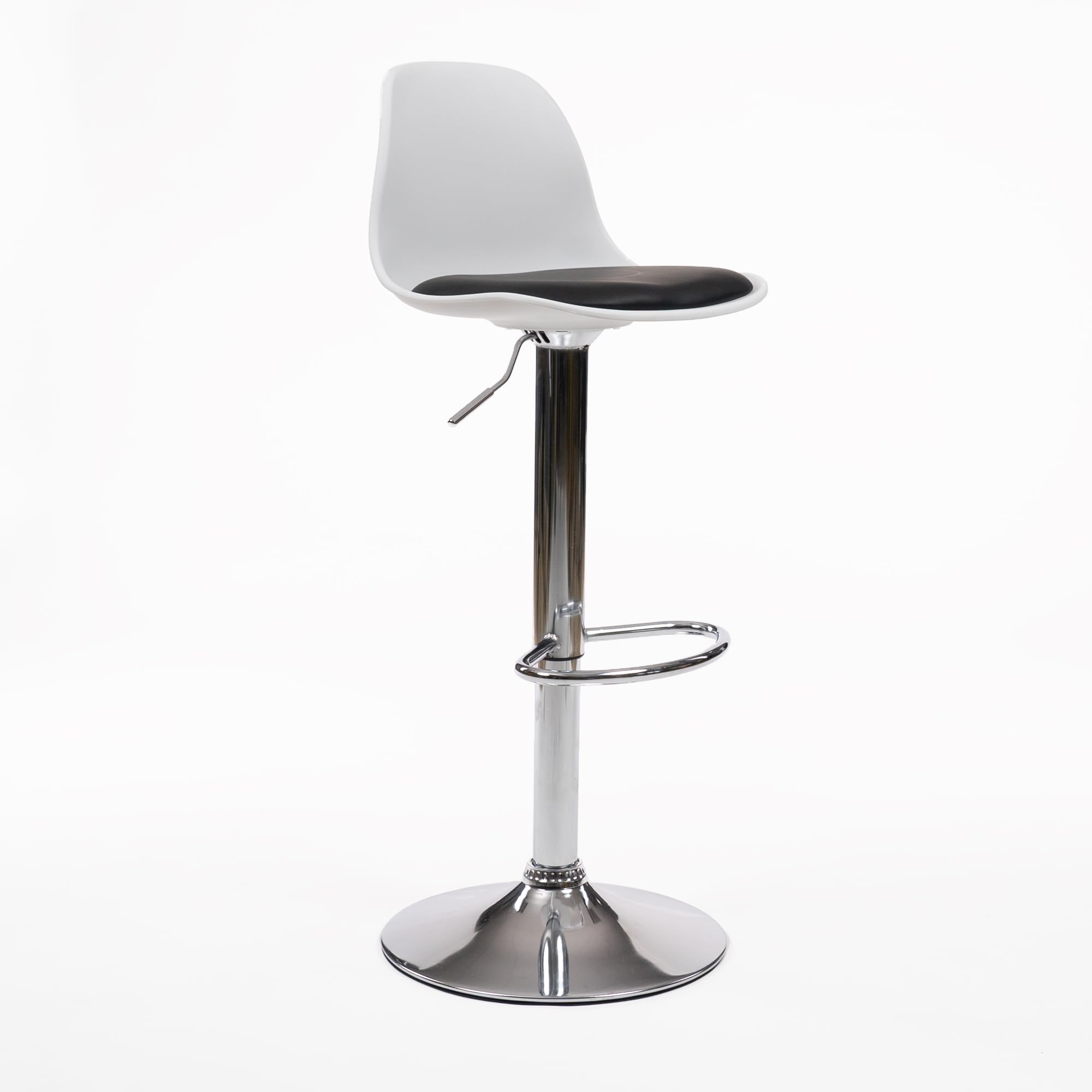 POSTQUAM | Casper Stool | Polypropylene and Chrome Steel | Tall Kitchen Stools in Black and White Colours | Ergonomic with Gas Lift Mechanism | Modern and Functional