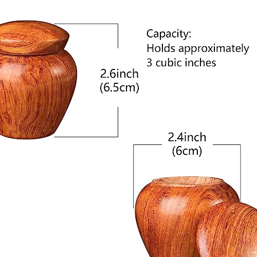 2 Packs Wooden Small Urns for Human Ashes Keepsake, Mini Urns for Ashes, Cremation Urns for Human Ashes Adult Male Female Pet,Keepsake Wood Urns with Velvet Bag