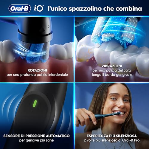 Oral-B iO 2 DUO Spazzolino Elettrico Oral B, Nero e Verde, 2 Testine Di Ricambio e Spazzolini, Custodia Da Viaggio, Porta Ricarica Da Viaggio. Delicato sulle Gengive, Sensore di Pressione - Immagine 3