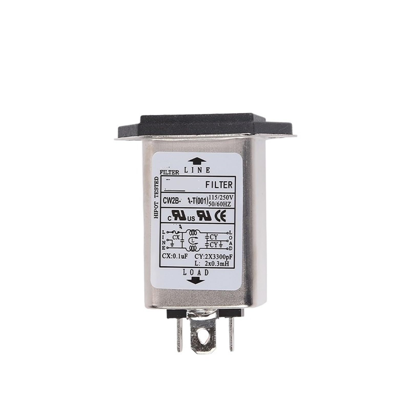 JJHQOKYNA Power filter 220V socket with insurance CW2B-1A/3A/6A/10A-T double(CW2B -1A -T 001 Single insurance)