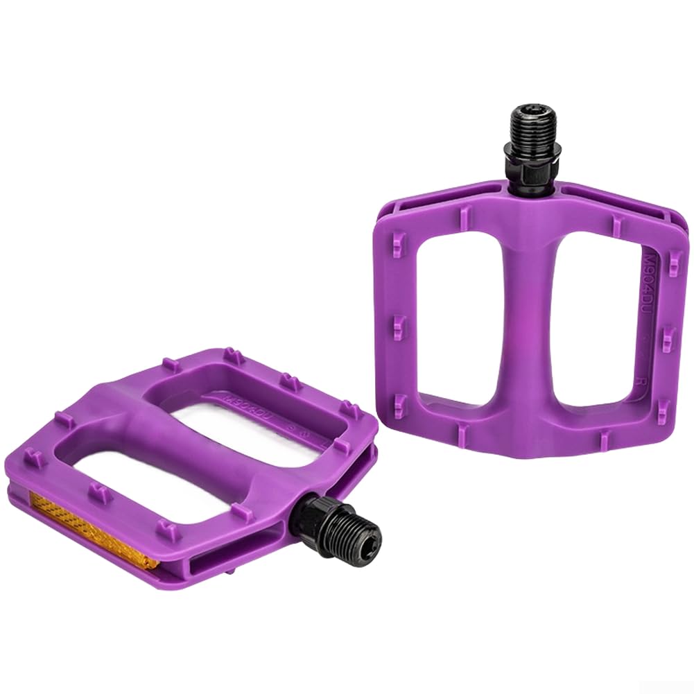 Nylon Bike Pedals, Anti-Slip Design For Mountain Road Folding Bicycles, Lightweight DU Bearing, City Bicycle Pedals(Purple)