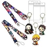 Ronssie 2-Pack Cosplay Japan Anime Lanyard with ID Badge Holder and Keychain, Cartoon Manga Comic Wrist Strap for ID Card Phone Case Gift Teens Boys Girls
