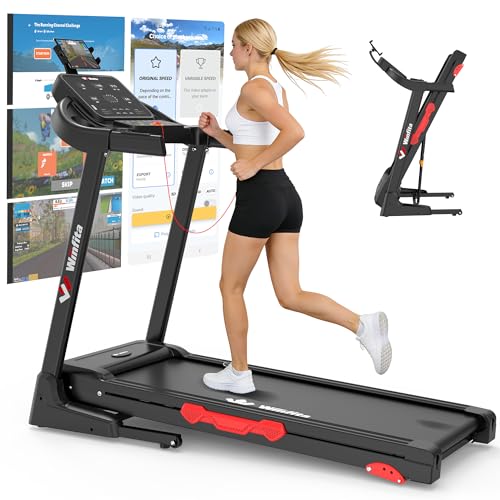 Image of 3.5HP Folding Treadmills for Home with Incline Optional, 300 lbs Capacity, 8.0MPH Speed, 17'' Wide Belt, App Connection, 64 Programs, BMI Detector for Home Use