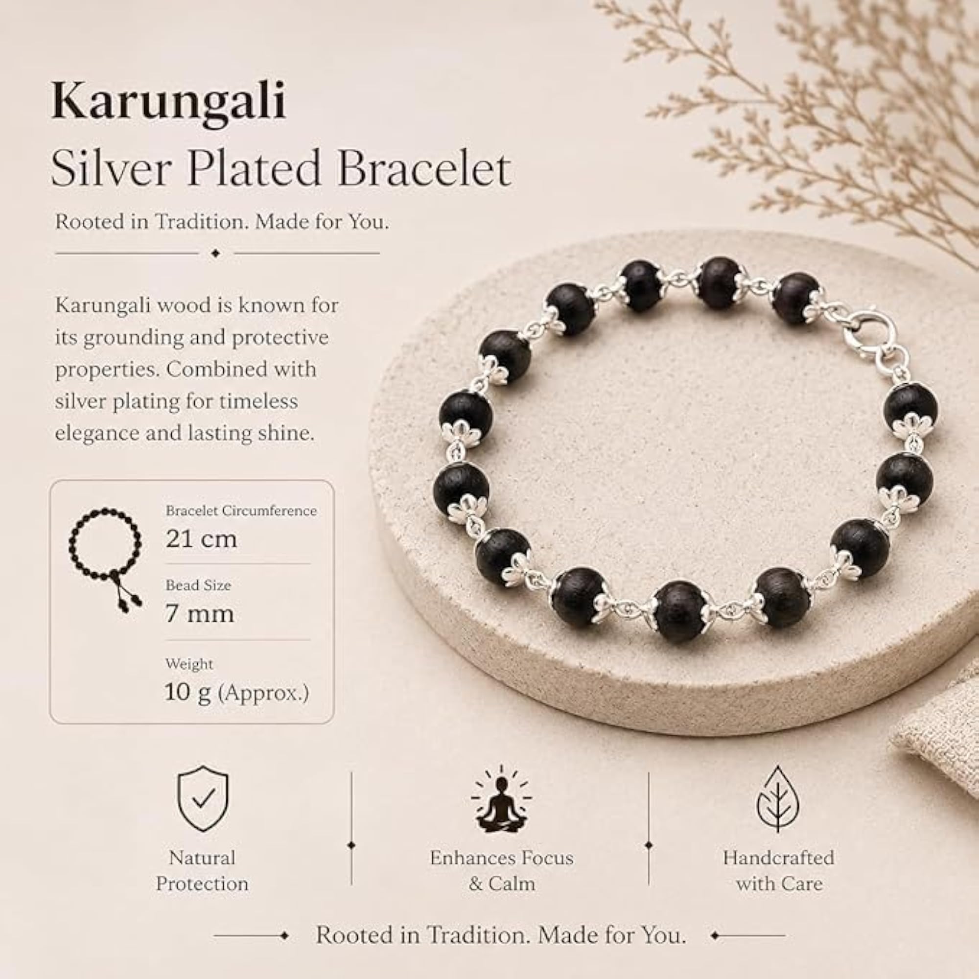 Karungali Bracelet with Original Natural Ebony Wood Beads