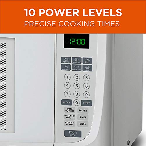 COMMERCIAL CHEF 1.6 Cubic Foot Microwave with 10 Power Levels, Small Microwave with Push Button, 1000 Watt Microwave with Digital Control Panels, Countertop Microwave with Timer, White - Thumbnail 3