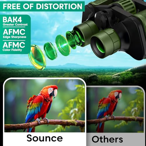 Image of Sounce 8x40 Binoculars for Long Distance | Professional HD Binocular for Adults | BAK4 Porro Prism FMC Optics | Bird Watching Wildlife Trekking Safari | Wide Angle Durbin with Pouch (Green)