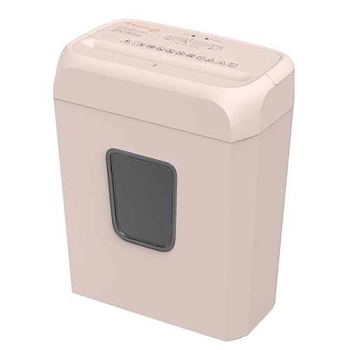 Bonsaii 6-Sheet Cross-Cut Pink Shredder, P-4 High Security Level, Compact Design for Home and Office, Shreds Paper, Credit Cards, Staples, Clips, 3-Minute Continuous Shredding, 3.4-Gal Bin - Pink - 6-sheet | Cross Cut
