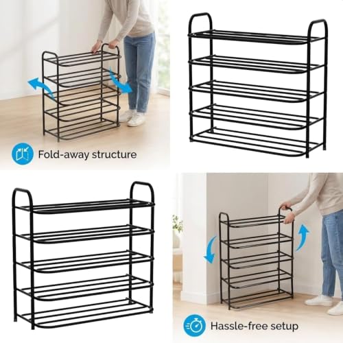 Image of DAREV Heavy Shoe Rack Metal, Shoes Storage Rack for Home Shoe Stand 5 Shelf