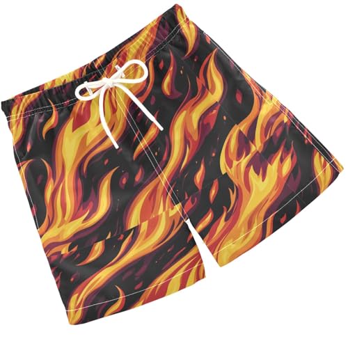 Pigsaly Boys Swim Trunks Fire Flame Orange Orange Boys Board Shorts Swimsuit Swimwear Summer Bathing Suit 3T