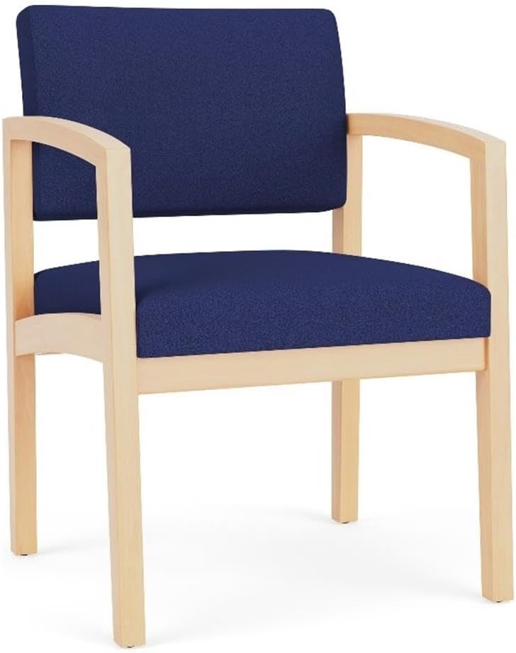 Lenox Wood Reception Waiting Room Guest Chair/Natural Wood/Light Gray