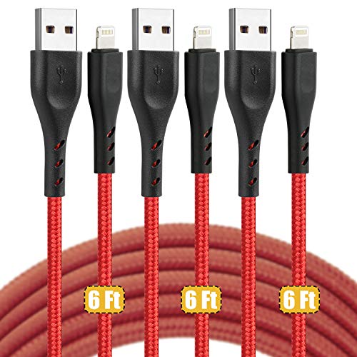 Lightning Cable 6ft, 3 Pack 6 feet iPhone Charger Cord, 6 Foot CyvenSmart