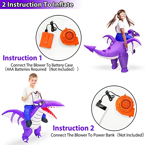 Camlinbo Inflatable Dinosaur Halloween Costume Kids Boys Girls Ride On Pterosaur Halloween Blow Up Costume Cosplay Party #TOP3