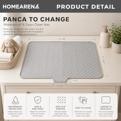 Image of Silicone Dish Drying Mat for Kitchen, Waterproof Heat Resistant Non-Slip Silicone Mat for Sink & Counter, Utensil Dish Drying Mat (Gray, 50 X 40)