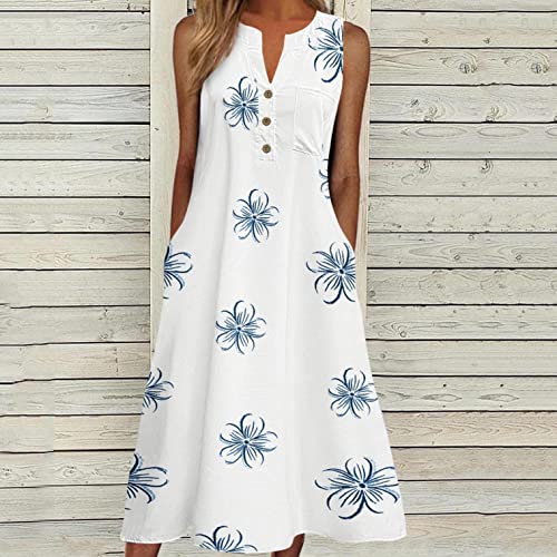 INNOVIERA Vestidos de verão para praia, vestido longo feminino sem mangas plus size maxi praia boho