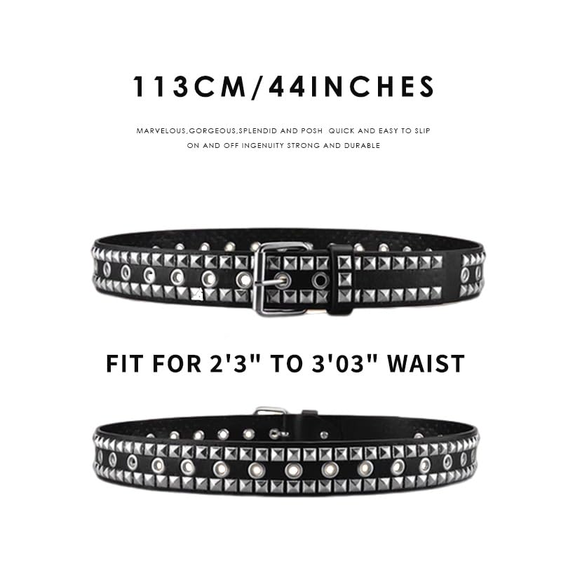 Image of Studded Belt, Metal Punk Rock Rivet Belt with Bright Pyramid Studded for Women Men