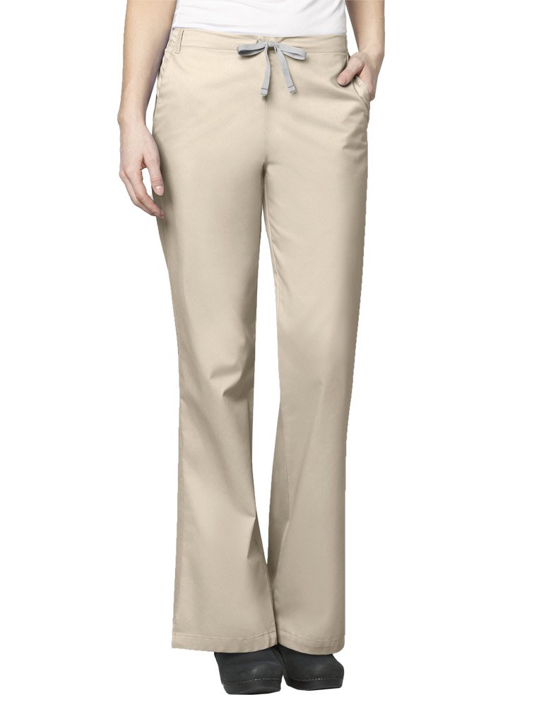 WonderWink Women's Wonderwork Flare Leg Scrub Pant, Khaki, Medium/Petite