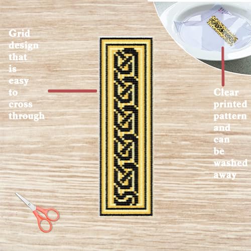 Image of FREEBLOSS 6 Set Cross Stitch Bookmark Kit Cross Stitch Kit Celtic Knots Stamped Embroidery Bookmark with Instruction Cross Stitch Kits for Adults DIY Bookmark Kit 8.66''x3.15''
