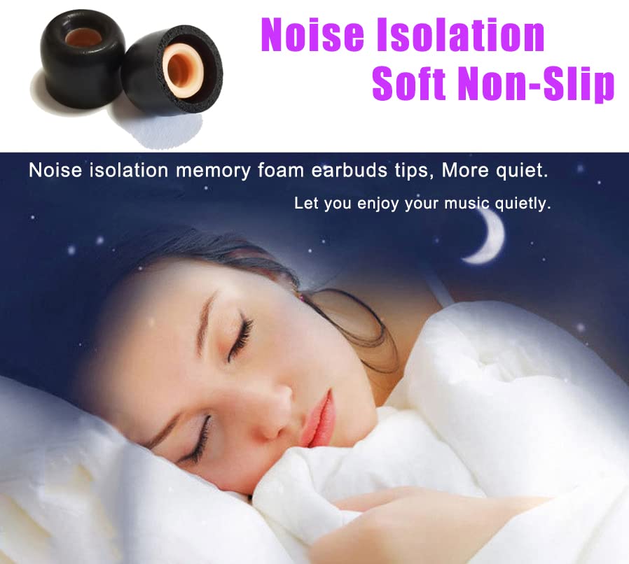 Image of Luckvan Memory Foam Ear Tips for Sony WF-1000XM4 /1000XM5 Replacement Earbuds Tips Sony WF-C500 /LinkBuds S WF-XB700 WI-1000X fit Charging Case 4 Pairs Black Small