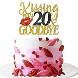 INNORU Gold Red Glitter Kissing My 20's Goodbye Cake Topper - 30th Birthday Cake Decor - 30th...