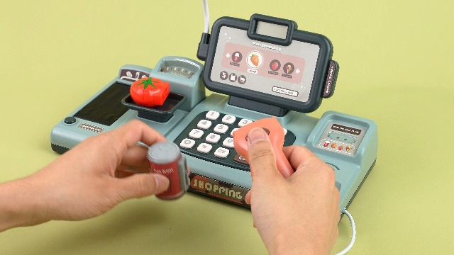 Caisse Enregistreuse Jouet Rose – Avec Calculatrice, Scanner, Son, Argent Factice, Carte De Crédit – Dès 3 Ans