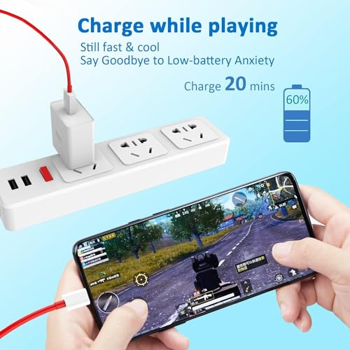 Image of 80W Supervooc USB-C Charger for OnePlus 12 /12R /11 /11R, 10 Pro /10T /10R /10, 9 Pro /9RT /9 /8, Nord CE 4 /CE 3 /CE 2 /CE 2 Lite /CE 3 Lite, Nord 4 /3 /2 /2T - Fast Charging Adapter with Type-C Cable, White