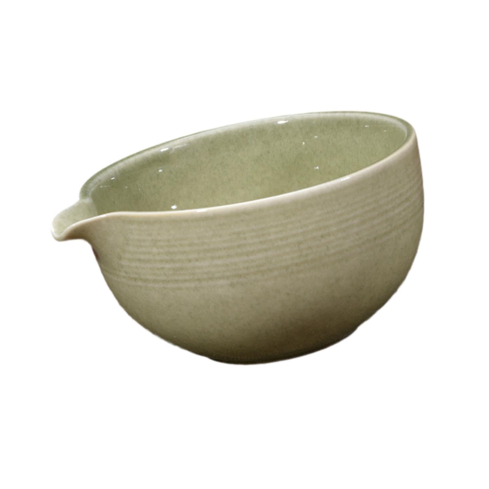 Matcha Schale Porzellan Teeschüssel Rührschale mit Auslauf Japanischer Stil für Matcha Liebhaber Zuhause Büro Wohnzimmer Geschenk, Matcha Green