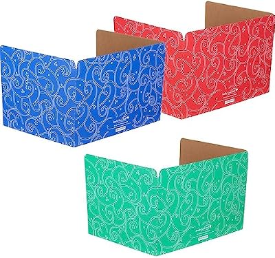 Really Good Stuff Standard Privacy Shield, 3 Group Colors, Set of 12, Star & Swirl Matte Finish in Red