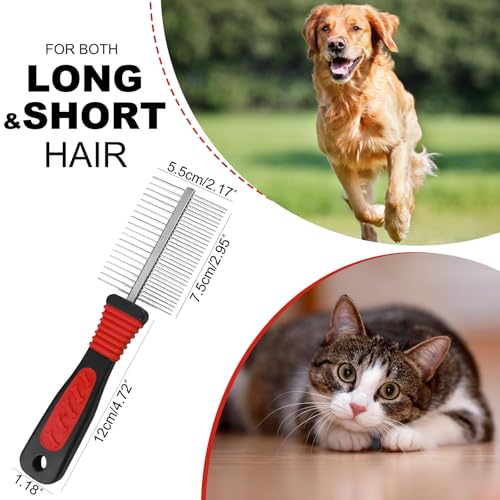 Hundekamm Edelstahl Doppelseitig – Fellkamm für Hunde & Katzen, Anti-Rutsch Griff, Entfernt Unterwolle & Verfilzungen, Sanfte Fellpflege für langes & mittleres Fell
