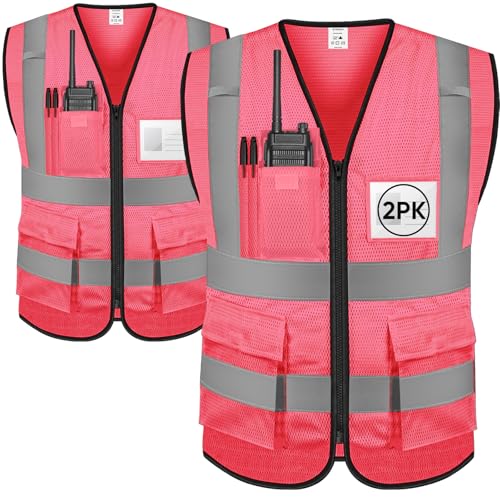 Image of TICONN High Visibility Reflective Safety Vest for Men & Women, ANSI Class 2