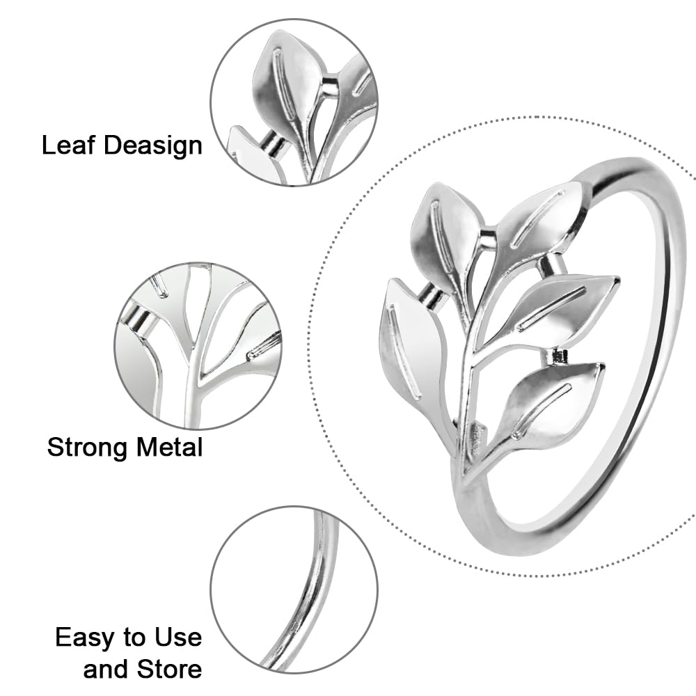 Silver Leaf Napkin Rings Set - Image 3