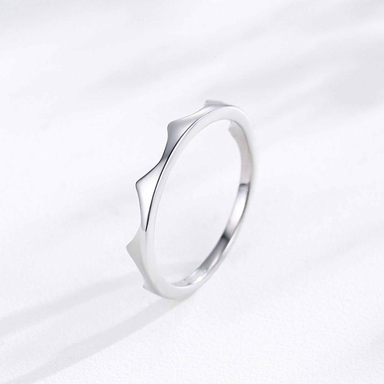 Crown - Anillo de platino para mujer, sin piedras preciosas, estilo ondulado, anillos de platino para compromiso, oro blanco 9/14/18 quilates y PT950 | Talla H 1/2-V 1/2