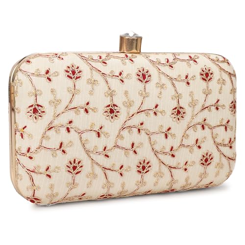 Image of LONGING TO BUY Hand Crafted Designer Box Clutch - Zari Embroidery For Women
