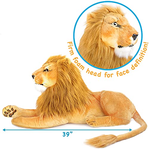 Viahart Lasodo The Lion - 39 Inch (Tail Measurement Not Included) Big Stuffed Animal Plush Cat - By Tiger Tale Toys #TOP1