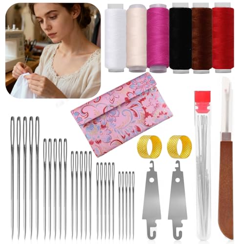 38Pcs Sewing Kit for Adults, Embroidery & Mending Tools Set with Thimbles