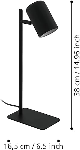 Eglo LED Table lamp Ceppino, Minimalist Office Desk lamp Made of Black Metal, Reading Light with Switch, GU10 Socket - 4