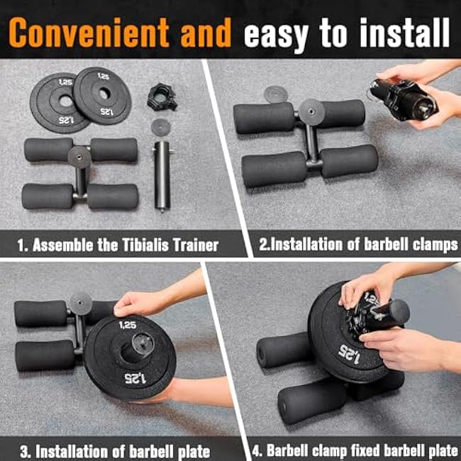 Tib Bar, Tibialis Trainer, Tibialis Raise Tibia for Strength Training Calves Shins Ankles and Ripping Lower Leg Muscles Fits 2 Olympic Weight Plates