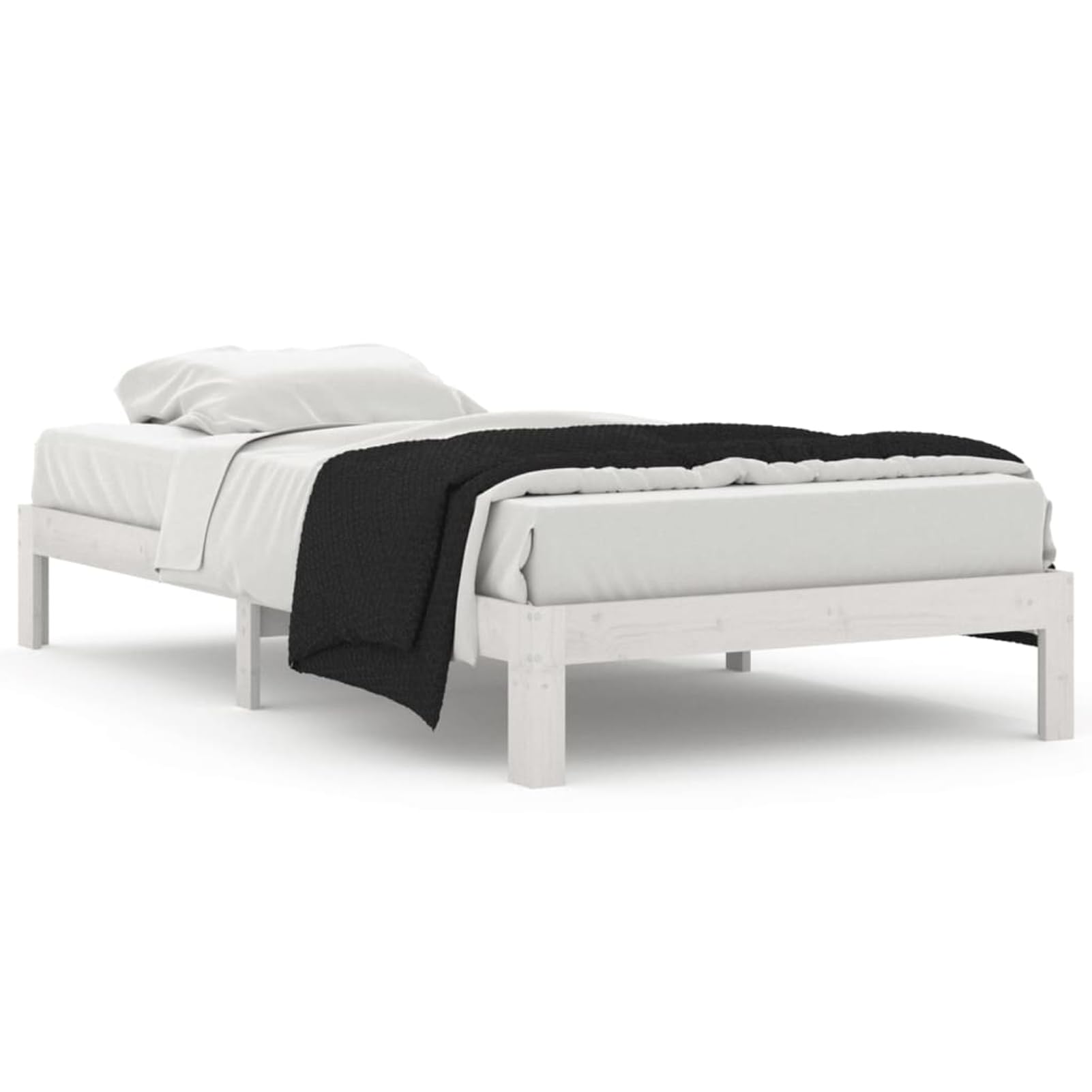 ATOMSTACK MAKER Cama de Madera Maciza de Pino Blanco 100 x 200 cm, Armazón Resistente Con Somier Integrado, Ideal para Adultos y Adolescentes, Diseño Moderno y Compacto para Habitaciones Pequeñas
