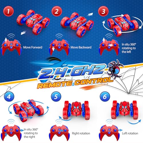 Remote Control Car,RC Cars for 4 5 6 7 8 9 10 11 12 Year Old Boy Double Sided 360°Flip 4WD Rechargeable Drift RC Race Car Boys Toys Birthday Gifts Christmas Basket Stuffers for Kids Age 4-12