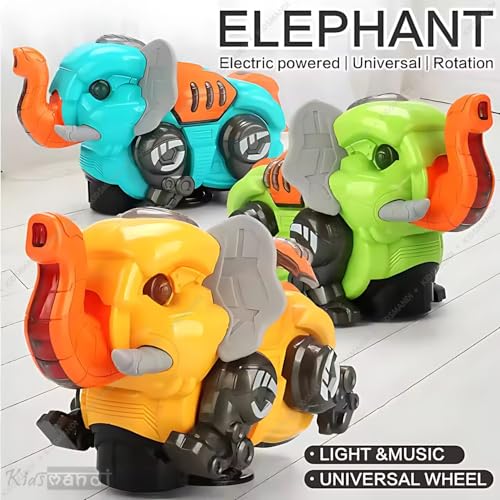 Image of Kids Mandi Musical Elephant Toy | 360 Rotating Action | Light & Sound Features | Interactive Moving Toy for Kids (Multicolour)