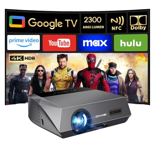 Image of Daytime Projector with Google TV 2300 ANSI Ultra HD 4K Smart Daylight Projector with Tof Auto Focus HDMI eARC Dolby Bluetooth WiFi6 for Bright Home Theater Outdoor Movie Church Bar
