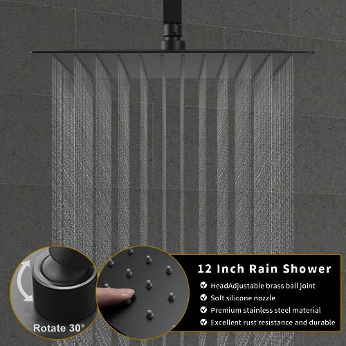 AYIVG-Matte-Black-Shower-System-Luxury-Shower-Faucet-Set-12-Inch-Ceiling-Mount-Rain-Shower-Head-System-With-Shut-Off-Body-Jets-Temperature-Display-shower-system