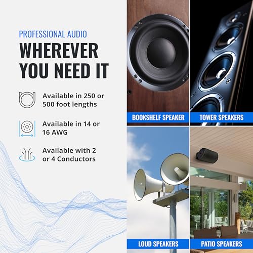 Cable de altavoz calibre 14 exterior e interior 14/4 CCA a granel 6